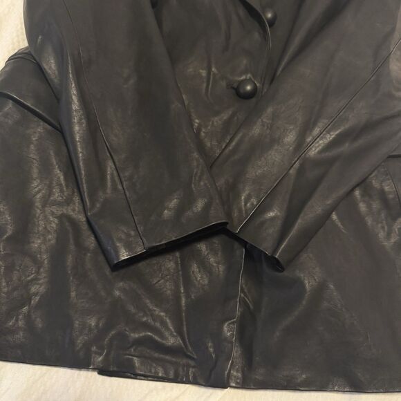 BLANKNYC Black Faux Vegan Leather Double Breasted Blazer Women’s Size Large L - Picture 11 of 11
